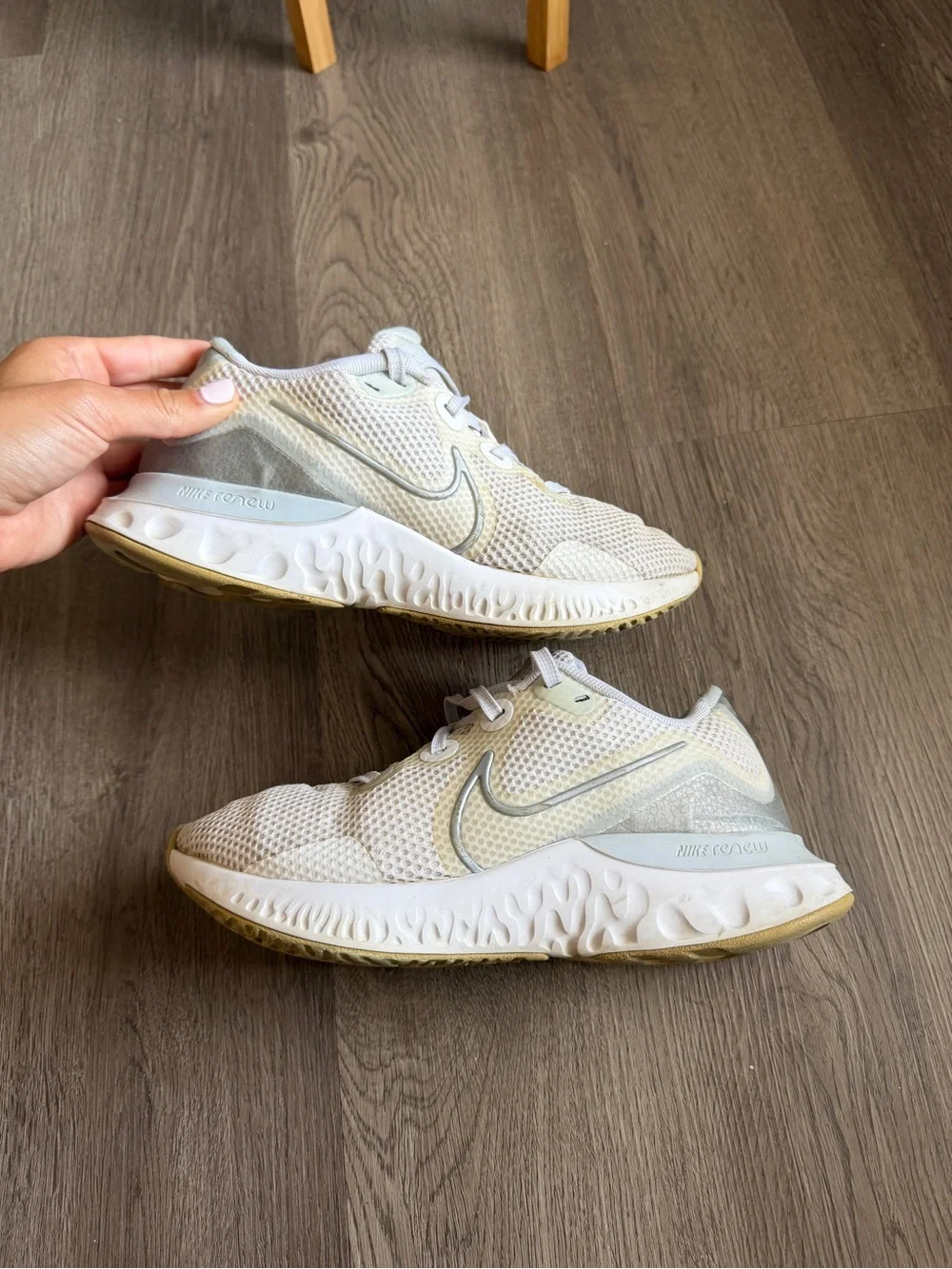Nike Women’s Sneakers — Cream/White with Pale Yellow Accents